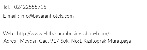 Baaran Business Hotel telefon numaralar, faks, e-mail, posta adresi ve iletiim bilgileri